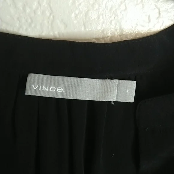 Vince Shirred Sleeve Silk drawstring Casual Dress sz M
